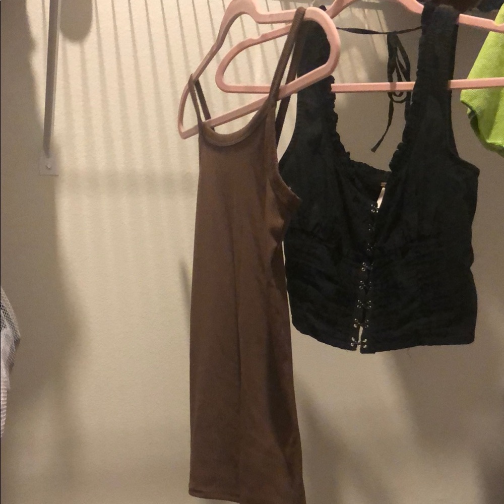 Brown ribbed Women's Top